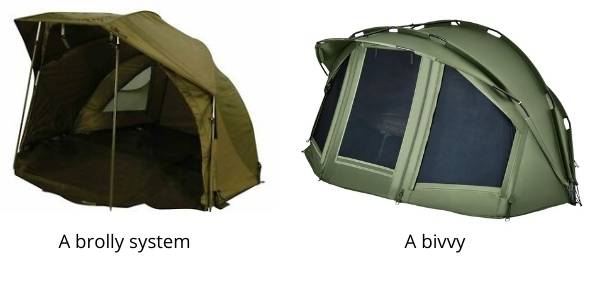 difference between a brolly system and bivvy